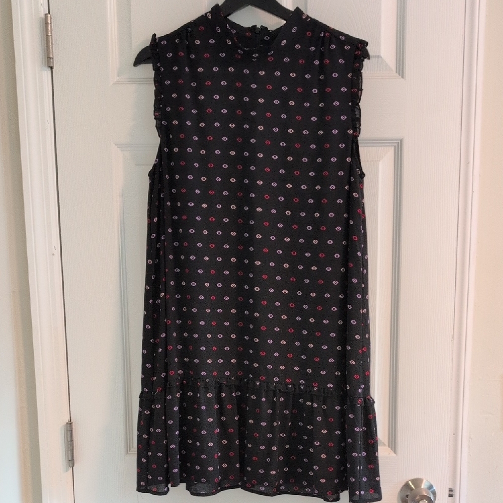 Veda Black Dress with Pink and Purple Accents